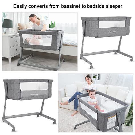 Pamo Babe Unisex Bedside Sleeper Infant Bassinet With Wheels And Floding Frame Grey