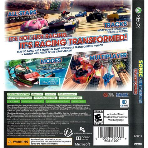Sonic E Sega All Stars Racing Transformed Xbox One360 Seminovo Jogo