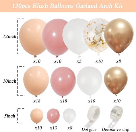 Rubfac Kit De Guirnalda De Globos Color Rubor Globos De Fiesta De Confeti De Champ N Nude