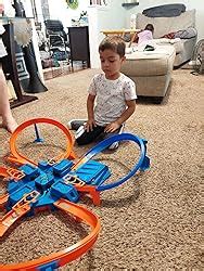 Amazon Hot Wheels Toy Car Track Set Criss Cross Crash With 1 64 Scale Vehicle Powered By