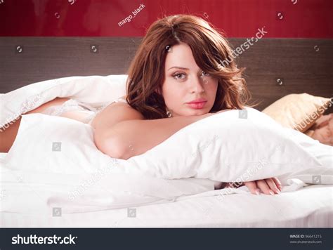 Sexy Beautiful Girl Red Lingerie Bed Stock Photo Shutterstock