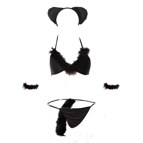 Buy Women Sexy Cosplay Lingerie Set Micro Bikini Cute Anime Cat Kitten Bikini Costume Bodysuit