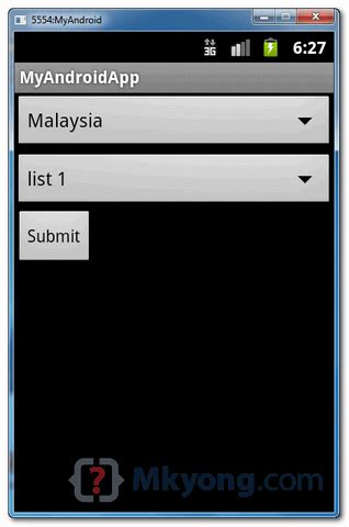 Android Spinner Drop Down List Example Mkyong