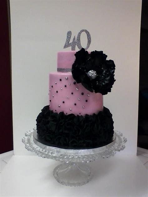 Pink And Black 40th Birthday Cakes Birthday Cake Images