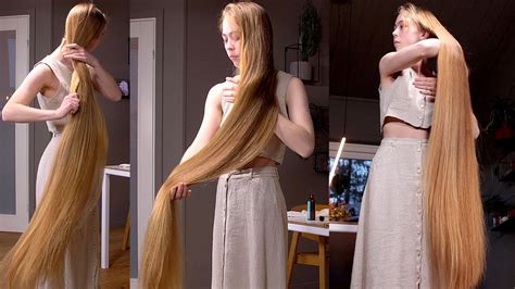RealRapunzels Super Long Blonde Hair Oiling And Brushing Preview