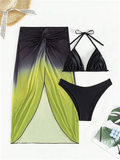 Shein Swim Sxy Ensemble De Bikini Couleur Unie Avec Par O D Grad Et Maillot De Bain S Par