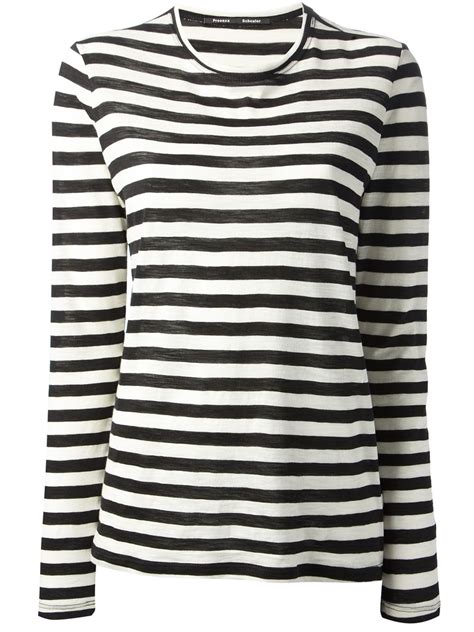 Lyst Proenza Schouler Striped Long Sleeve Tshirt In Black