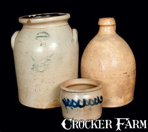 Lot Of Three Antique Stoneware Lot 555 July 20 2013 Stoneware