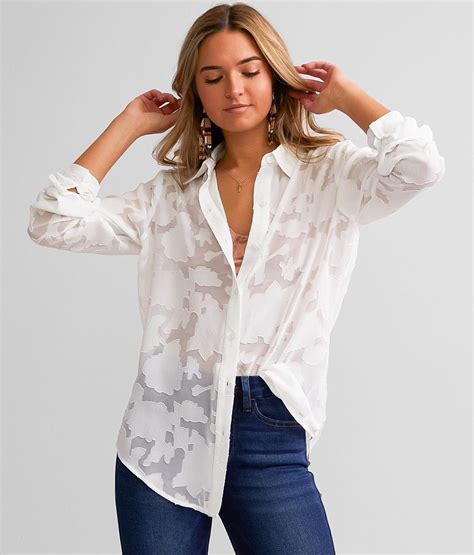 Willow And Root Floral Jacquard Blouse Womens Shirtsblouses In White