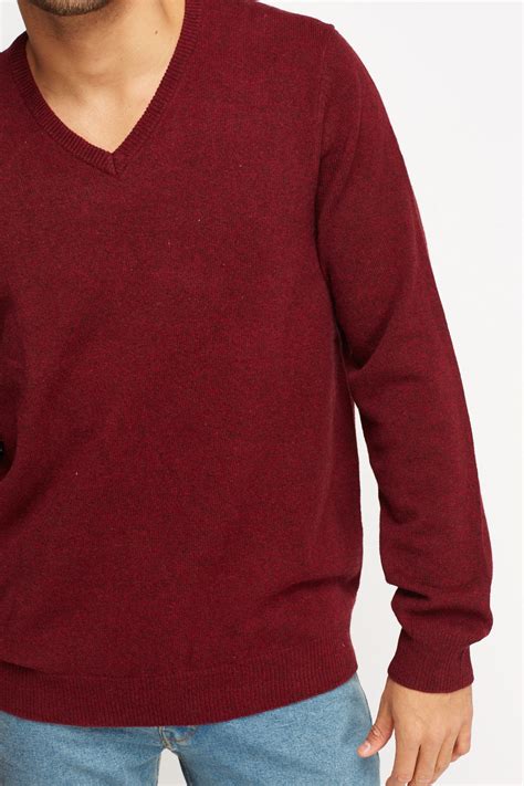 Maroon Knitted V Neck Jumper Just 7