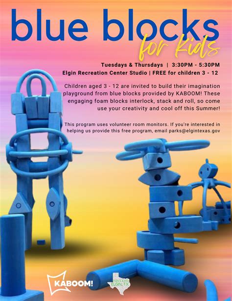 Free Kids Activities Blue Blocks At The Elgin Recreation Center