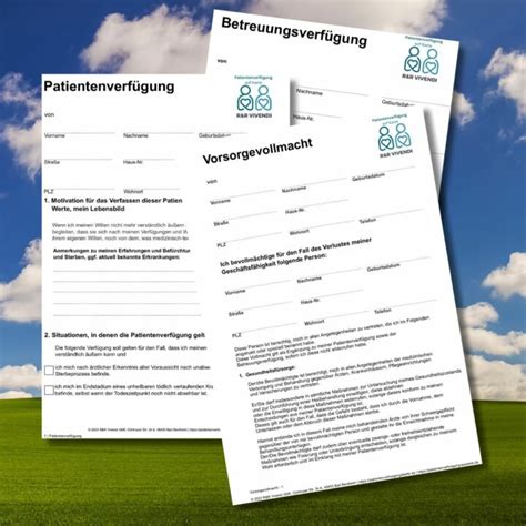 Vordrucke Formulare Patientenverf Gung Vorsorgevollmacht