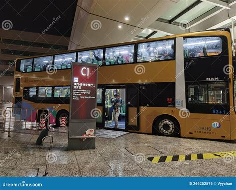 Hong Kong Port Hzmb Bridge Gold Bus Transportation Golden Buses Public
