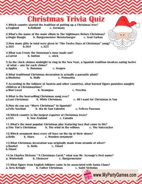 Printable Christmas Quiz With Answers