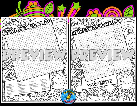 Adriana Ocampo Word Search Puzzle with Colouring | Women in STEM