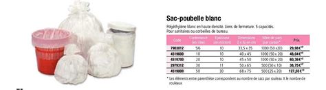 Promo Sac Poubelle Blanc Chez Plein Ciel Icatalogue Fr