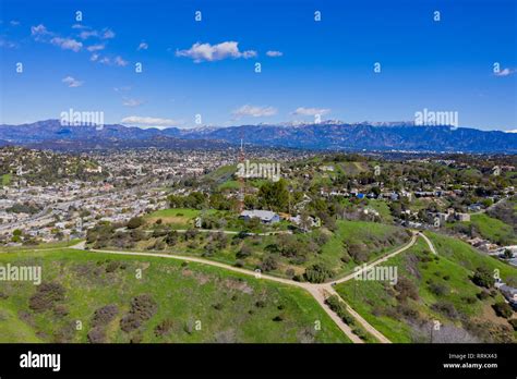 Aerial Morning View Of The Los Angeles City Area With Mt Wilson Mt