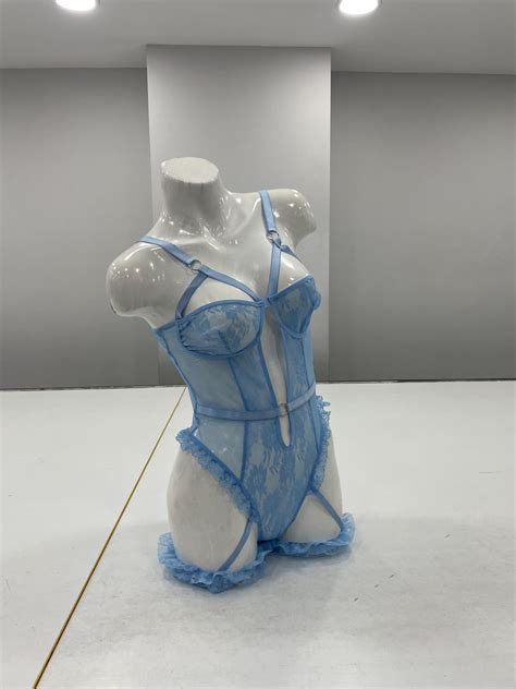 Blue Lace Mesh Lingerie Set With Garter Belt Soft Sexy Boudoir Wear Etsy