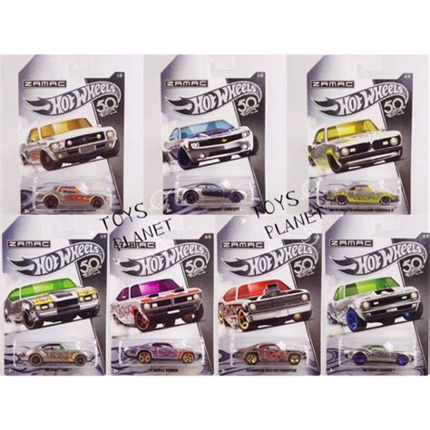ORIGINAL HOT WHEELS 50TH ANNIVERSARY ZAMAC MODEL CARS SET OF 7 IN 1