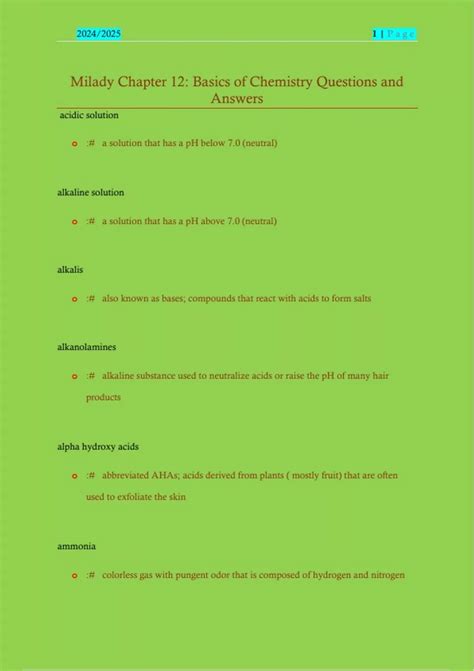 Milady Chapter 12: Basics of Chemistry Questions and Answers - Basics