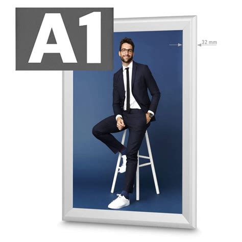 Закрепваща рамка, за плакати, А1, сребърна