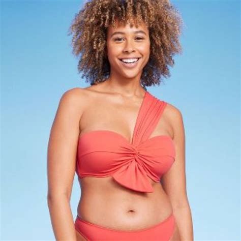 Shade Shore Swim Nwt Shade Shore Lightly Lined One Shoulder Twistfront Bow Tail Bikini Top