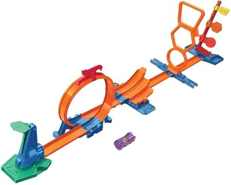 Amazon Hot Wheels Toy Car Track Set With Vehicle Steam Flight Path Challenge Playset