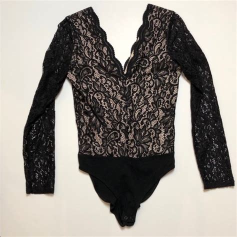 Express Tops Sexy Black And Nude Lace Bodysuit From Express Poshmark