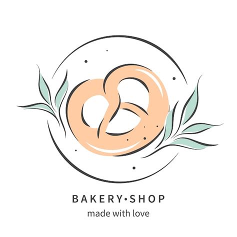 B Ckerei Shop Logo Mit Handgezeichneter Brezel Brotprodukten