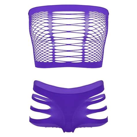 Iixpin Ensemble Lingerie Sexy Femme R Sille Bandeau Soutien Gorge Transparent Slip Erotique