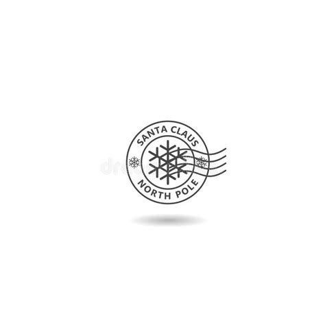 Christmas Post Rubber Stamp Icon With Shadow Stock Vector