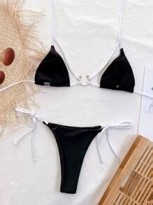 Ring Linked Cut Out Bikini Set For Summer Beach Vacation Shein Usa
