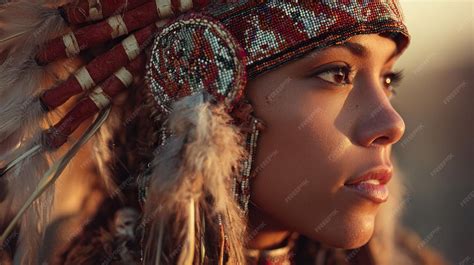 woman wearing traditional headdress profile view premium photo