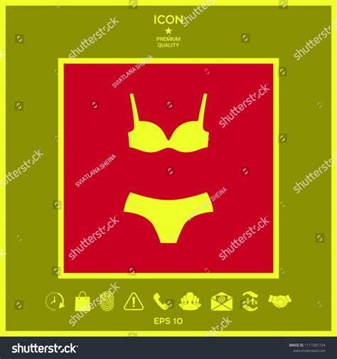 Set Lingerie Swimsuit Twopiece Bikini Silhouette Stock Vector Royalty