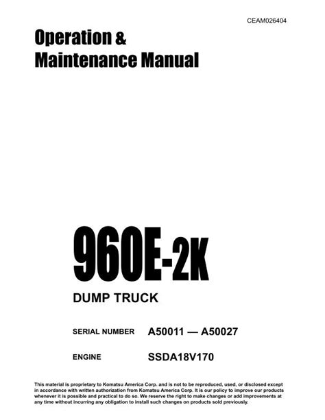 Komatsu 960e 2k A50011 A50027 Operation And Maintenance Manual Ceam026404