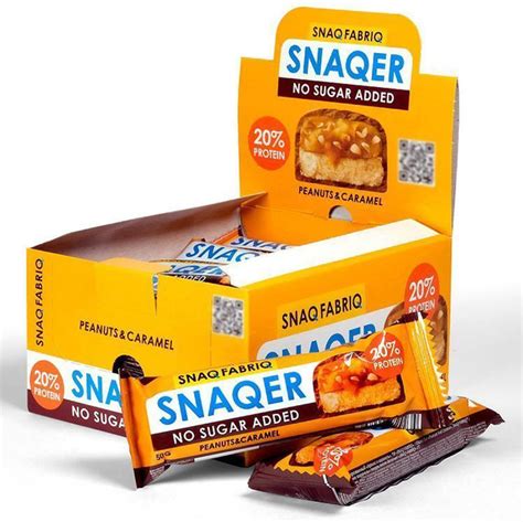 SNAQ FABRIQ Протеиновые батончики SNAQER Арахис и карамель 50 г, 30 шт ...