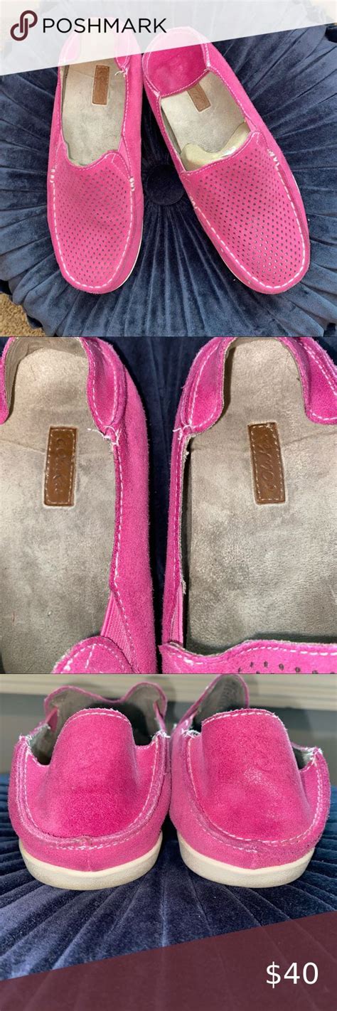 Olukai Nohea Hot Pink Suede Slip On Loafers 6 5 Pink Suede Hot Pink Suede