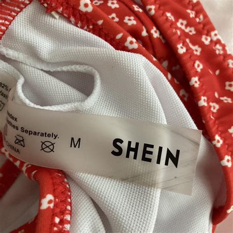 Red Orange Floral Bikini Set Swimwear Swimsuit Depop