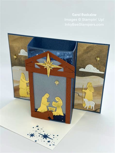 Stampin Up O Holy Night Luminaire Box Fold Christmas Card Inky Bee