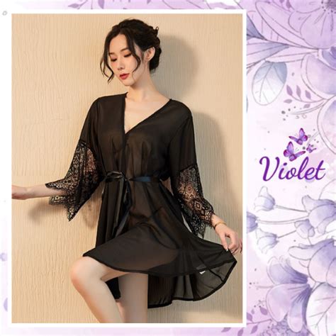 Jual Violet Set Lingerie Baju Seksi Hot Big Size Baju Tidur Seksi Jumbo Kimono Shopee