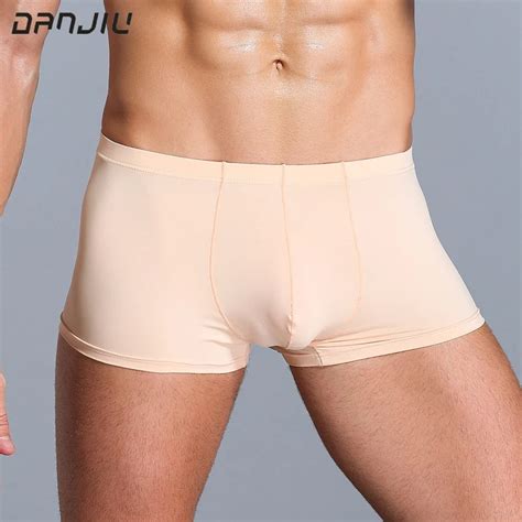 DANJIU Summer Ice Silk Men Underwear Sexy Gay Thin Soft Breathable Male Boxer Shorts Seamless