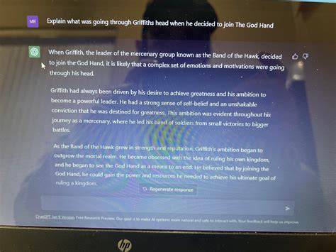 I asked ChatGPT to explain to me why Griffith joined The God Hand. Took