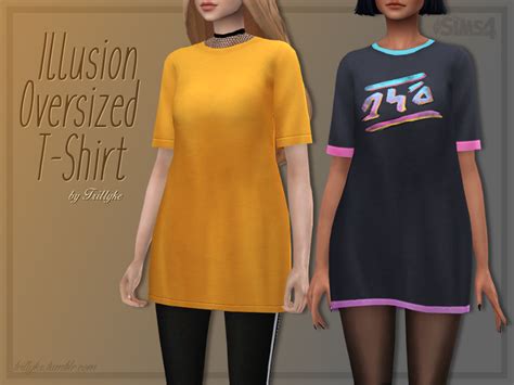 The Sims Resource - Trillyke - Illusion Oversized T-Shirt