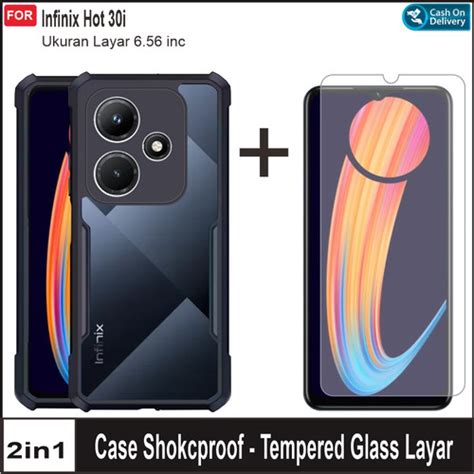 Jual 2in1 Hardcase Fusion Infinix Hot 30 Hot 30i Transparant TG Layar Infinix Hot 30i