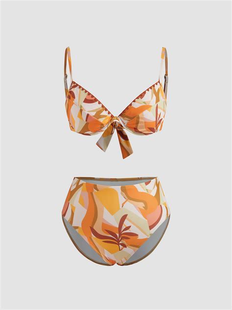 Tummy Control Jersey Shaping Abstract Bracelet Cheeky Bikini Swimsuit For Vacation