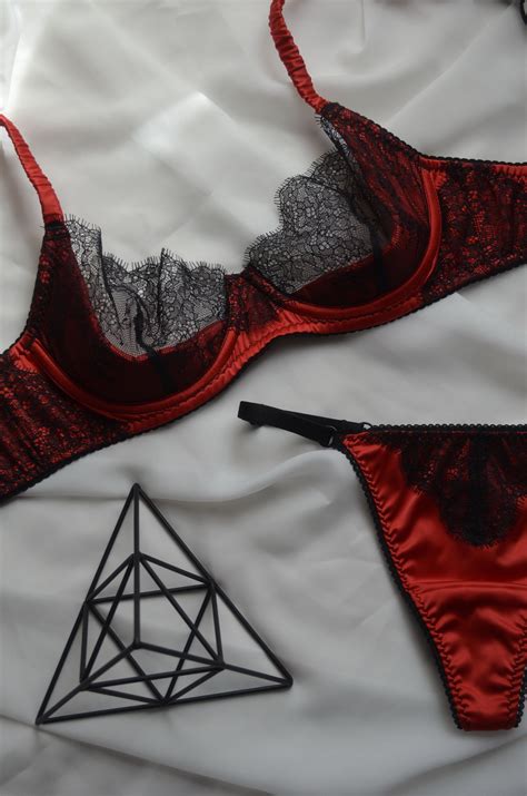 Satin Lingerie Red Satin Lingerie Set Sexy Lingerie Premium Etsy