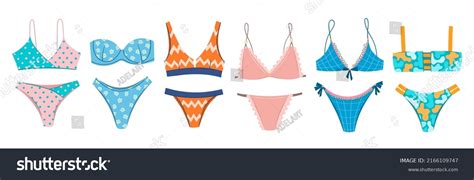 Bikini Swimming Suits Collection Swimsuits Doodle Stock Vector Royalty