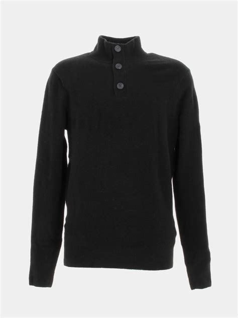 Pull Col Boutonné Lycra Blend Noir Homme Calvin Klein Wimod