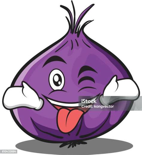 lidah keluar  mengedipkan warna merah karakter kartun vektor