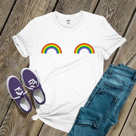 Pride Shirt Rainbow Boobs Unisex Tshirt Lgbtq Shirts Gay Etsy